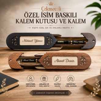 Çekmeceli Kalem Kutusu & Kalem İsimli