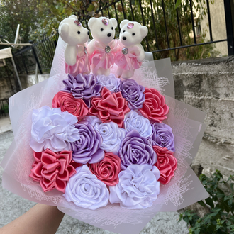saten ayıcıklı buket