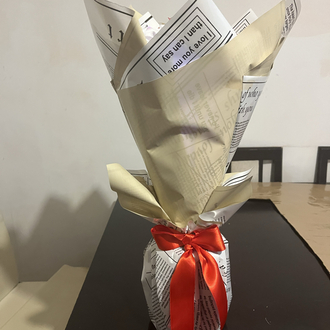 El yapımı saten gül buketi