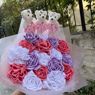 saten ayıcıklı buket