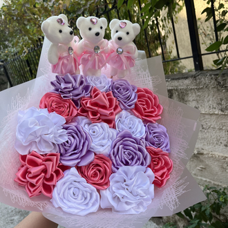 saten ayıcıklı buket