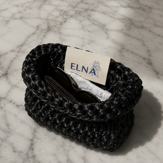Elna Noir Satin Clutch