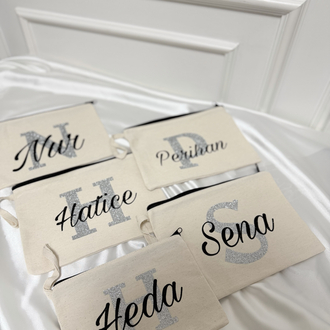 Clutch Çanta Gümüş %100 pamuk