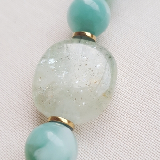 ELPİS Aqua | Yeşil Larimar - Akuamarin Doğal Taş Tasarım Kolye 