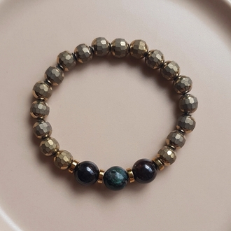 Elpis Hera | Hematit - Garnet - Fuksit Doğal Taş Tasarım Bileklik 