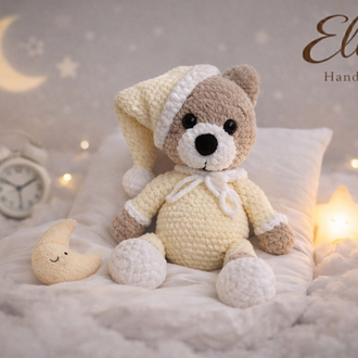 El Yapımı Sevimli Uyku Ayıcık – 35 cm Amigurumi