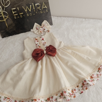 fiyonk detaylı muslin elbise