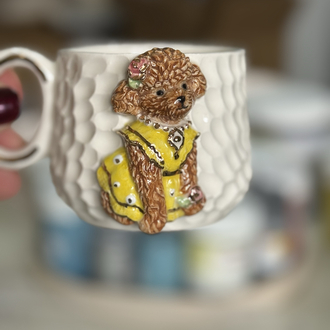 Duble boy sarı elbiseli Poodle