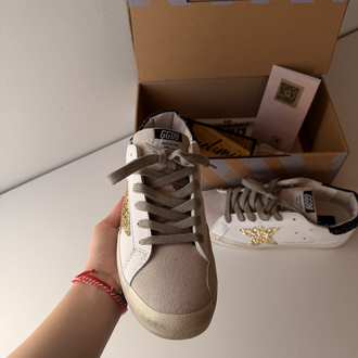 Golden Goose Superstar Gold Glitter Star & Black Tab
