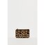Leopar Zincirli Kenarları Boncuk Detaylı Clutch ve Omuz Çantası
