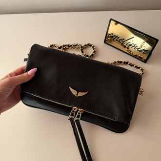 Zadig Clutch Large - Boncuksuz / Gold Havyar Desen Deri