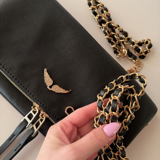 Zadig Clutch Large - Boncuksuz / Gold Havyar Desen Deri