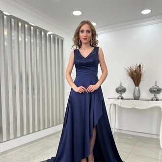 EMİ ZENN 2328 LACİVERT SATEN ABİYE