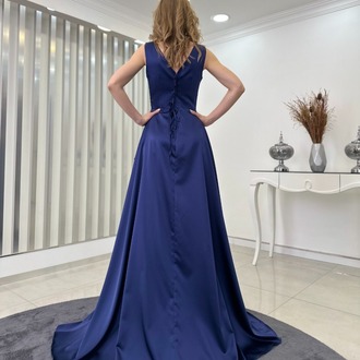 EMİ ZENN 2328 LACİVERT SATEN ABİYE