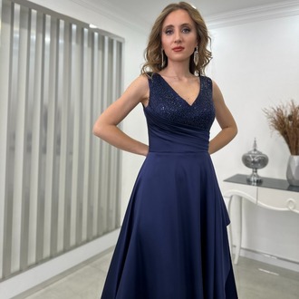 EMİ ZENN 2328 LACİVERT SATEN ABİYE