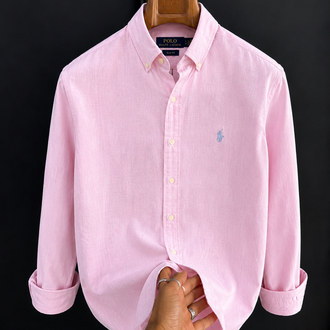 Polo Ralphlauren-Pembe-Keten Kumaş Gömlek-Yazlık