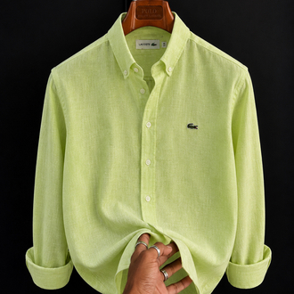 Lacoste-Fıstık Yeşil-Ham Keten Gömlek-Yazlık