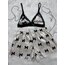KREM SATEN DESENLİ ŞORTLU BRALET TAKIM