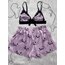 PEMBE SATEN DESENLİ ŞORTLU BRALET TAKIM