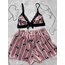 YAVRU AĞZI SATEN DESENLİ ŞORTLU BRALET TAKIM