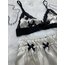 KREM SATEN DESENLİ ŞORTLU BRALET TAKIM