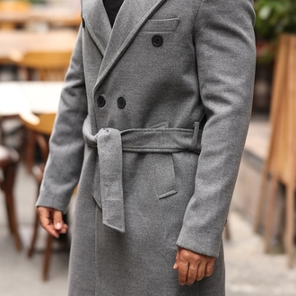 Kod : 2504 Gri Erkek Modern Fit Kaşe Kaban 