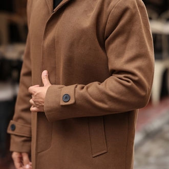 Model kodu: 2501 Taba Erkek Modern Fit Kaşe Kaban 