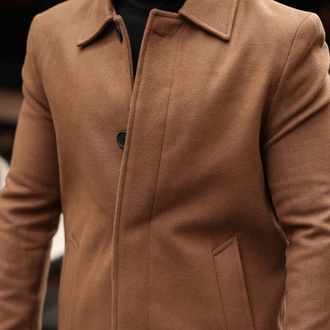 Kod : 2505 , Taba Erkek Modern Fit Kaşe Kaban