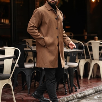 Model kodu: 2501 Taba Erkek Modern Fit Kaşe Kaban 