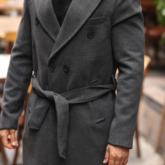 Kod: 2504 Koyu Gri Erkek Modern Fit Kaşe Kaban