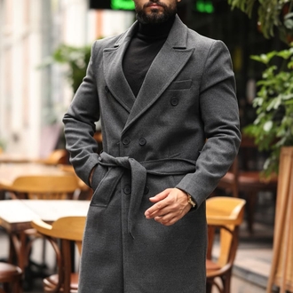 Kod: 2504 Koyu Gri Erkek Modern Fit Kaşe Kaban