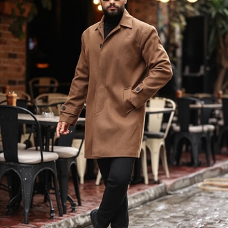 Model kodu: 2501 Taba Erkek Modern Fit Kaşe Kaban 