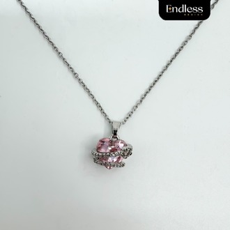 Pembe Kristal Kalp Kolye