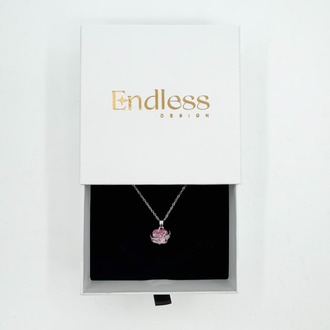 Pembe Kristal Kalp Kolye