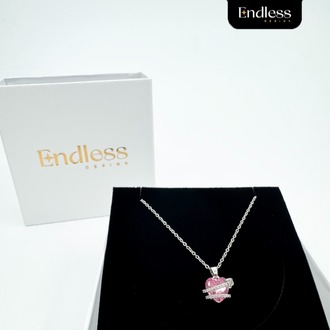 Pembe Kristal Kalp Kolye