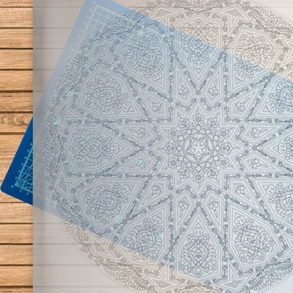 Perforated Stencil 40 cm. - Cloud Motif Star Interlace / Seljuk Star Tile Plate Pattern