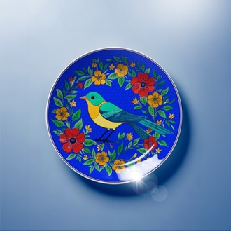 Perforated Stencil 30 cm. - Exotic Motif Sparrow and Flower Branch Tile Plate Pattern