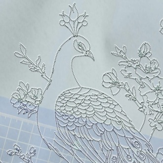Perforated Stencil 40x60 cm. Oversized - Exotic Peacock Motif Tile Pattern