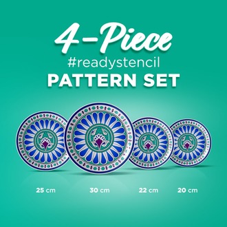 Perforated Stencil Set 4-Piece - Beyliks Period Passionflower Rumi Tile Plate Pattern