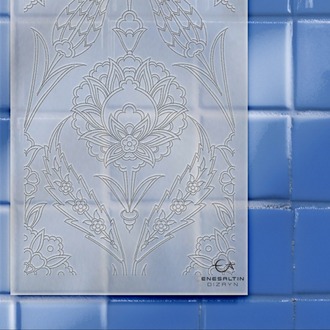 Perforated Stencil 20 x 60 cm. - Vertical Panel Symmetrical Herbal Ulama Tile Pattern