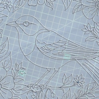 Perforated Stencil 20 cm. - Exotic Motif Sparrow and Flower Branch Tile Plate Pattern