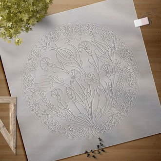 Perforated Stencil 30 cm. - Tulip Carnation Tile Plate Pattern
