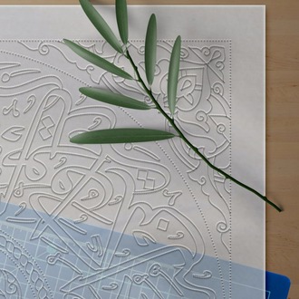 Perforated Stencil 50 x 50 cm - Rumi Arched Ikhlas Surah Calligraphy Tile Pattern