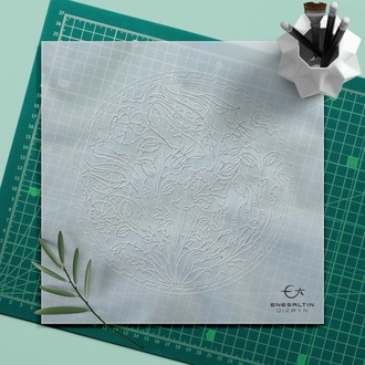 Perforated Stencil Set 5-Piece - Tulip Rose Botanical Motif Tile Pattern