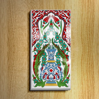 Perforated Stencil 20x40 cm. - Herbal Vase Motif Tile Pattern