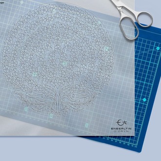 Perforated Stencil 25 cm. - Tile Plate Pattern with Tree of Life Motif