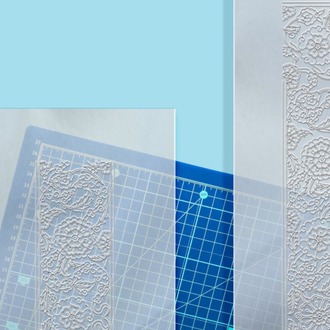 Perforated Stencil 10x80 + 10x40 cm. - Cloud and Penc Motif Mirror Frame Tile Pattern