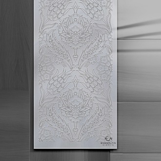 Perforated Stencil 20 x 60 cm. - Minimal Vertical Panel Symmetric Hatayi and Tulip Seamless Tile Pat