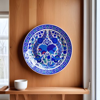 Perforated Stencil 42 cm. - Classic Iznik Pomegranate Tile Plate Pattern