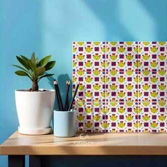 Perforated Stencil Pattern 10 x 10 cm – 2 Copies of Sicilian Style Multi Cactus Tile Pattern